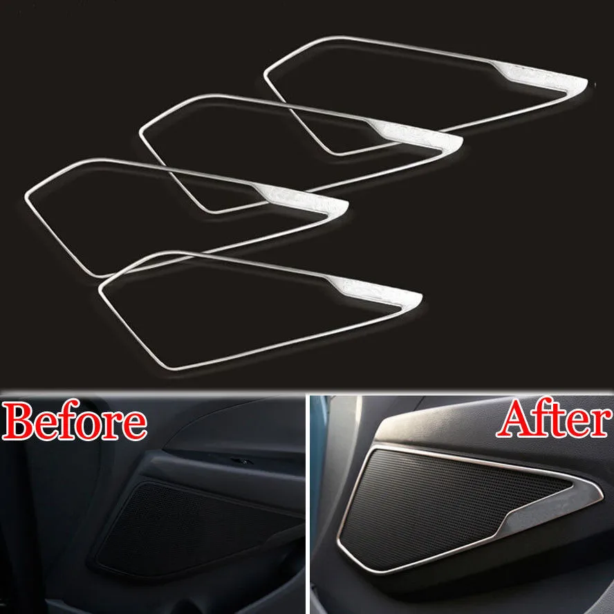 4 шт. нержавеющая дверь автомобиля динамик аудио кольцо Крышка отделка Стайлинг