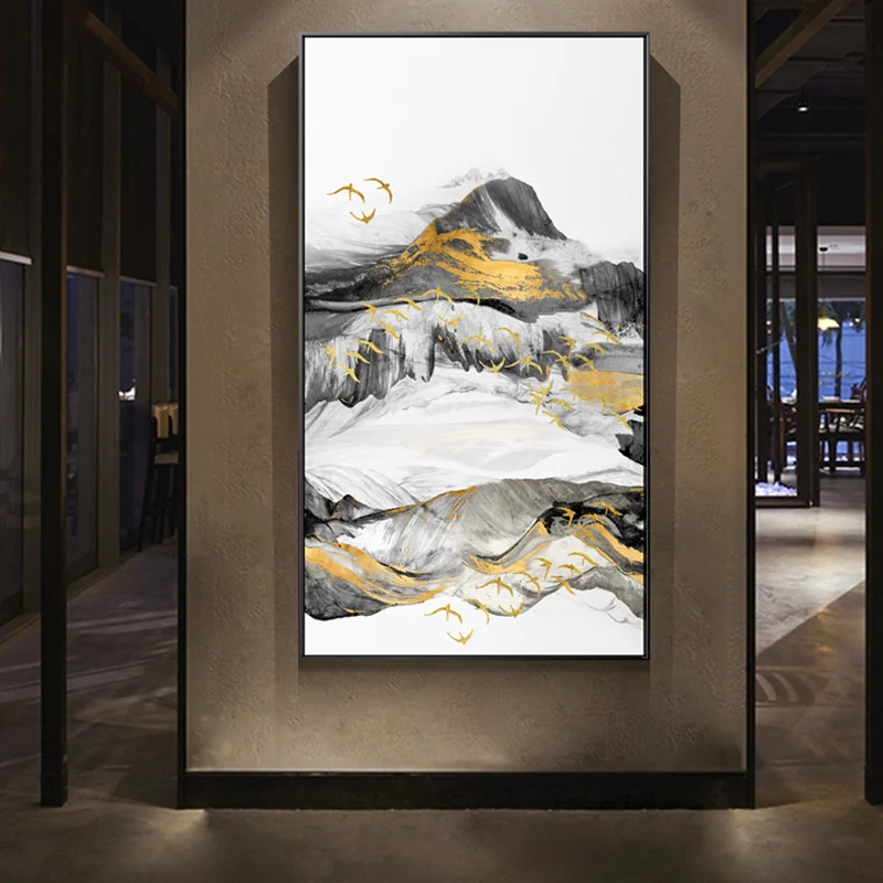 Новый настенный плакат в китайском стиле с изображением туманного горного леса