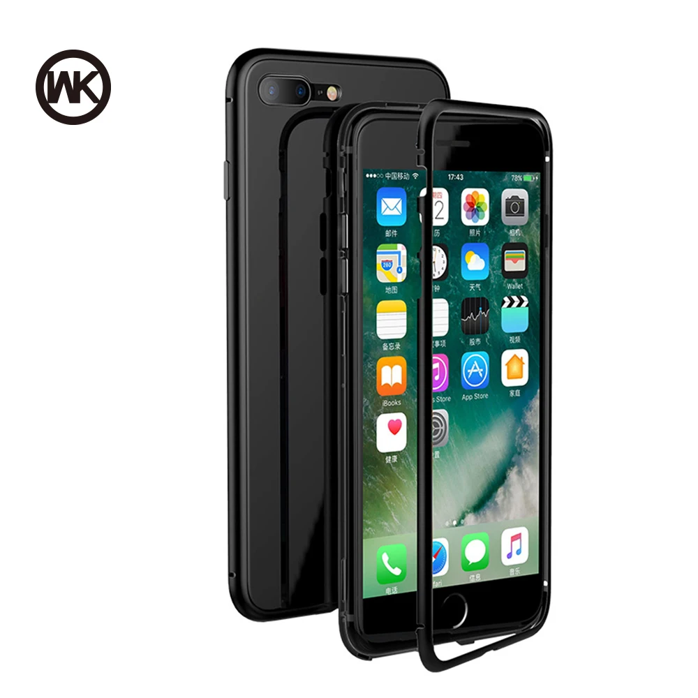 WK Магнитный адсорбционный чехол для телефона iPhone X бампер Роскошная алюминиевая