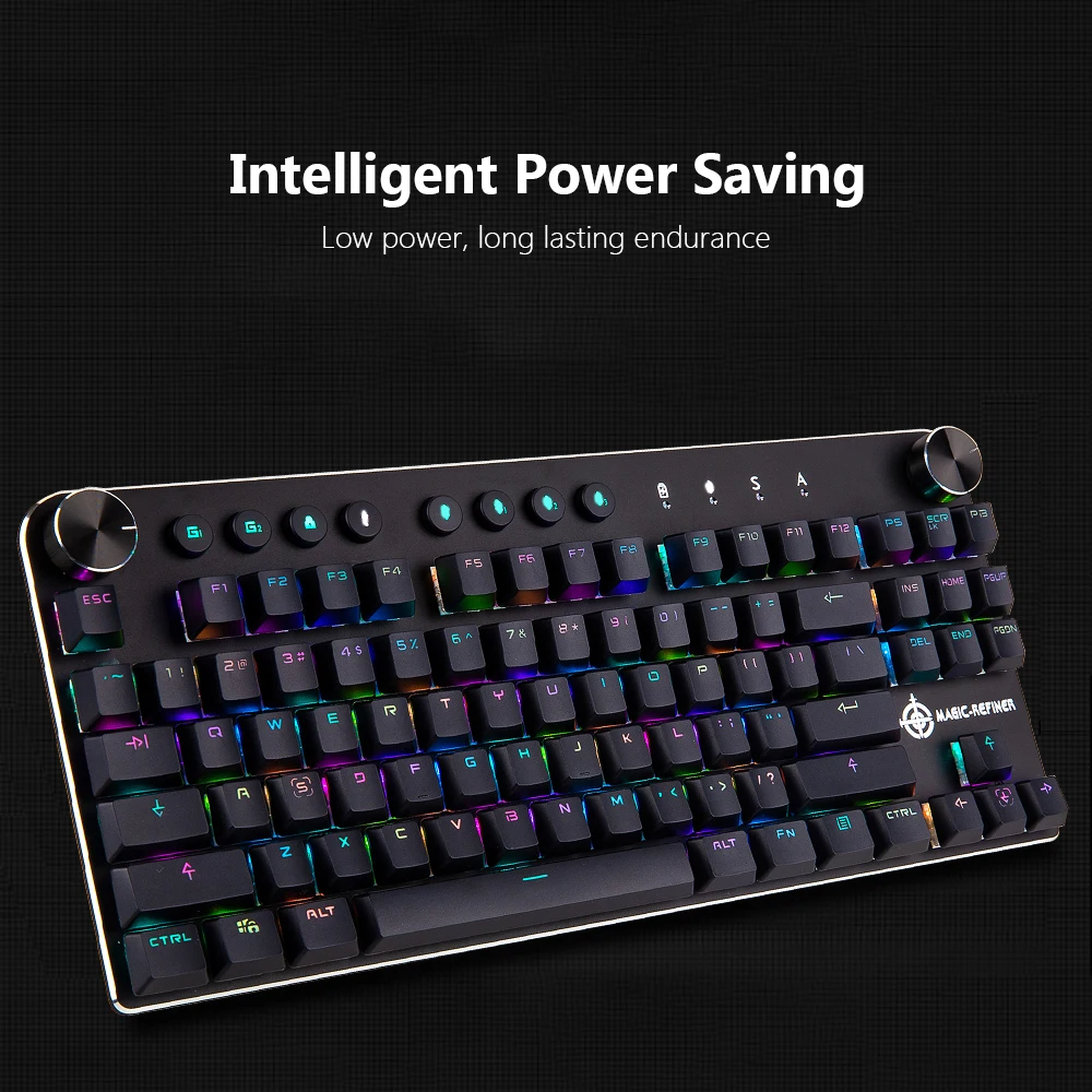 MAGIC-REFINER MK11 Механическая игровая клавиатура Проводная USB и беспроводная BT 3,0 RGB подсветка переключаемая 87 клавишная игровая клавиатура