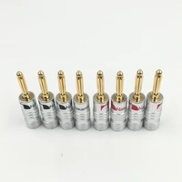12pcslot new high quality 24k gold nakamichi speaker banana plugs pure copper audio jack connector free drop shipping