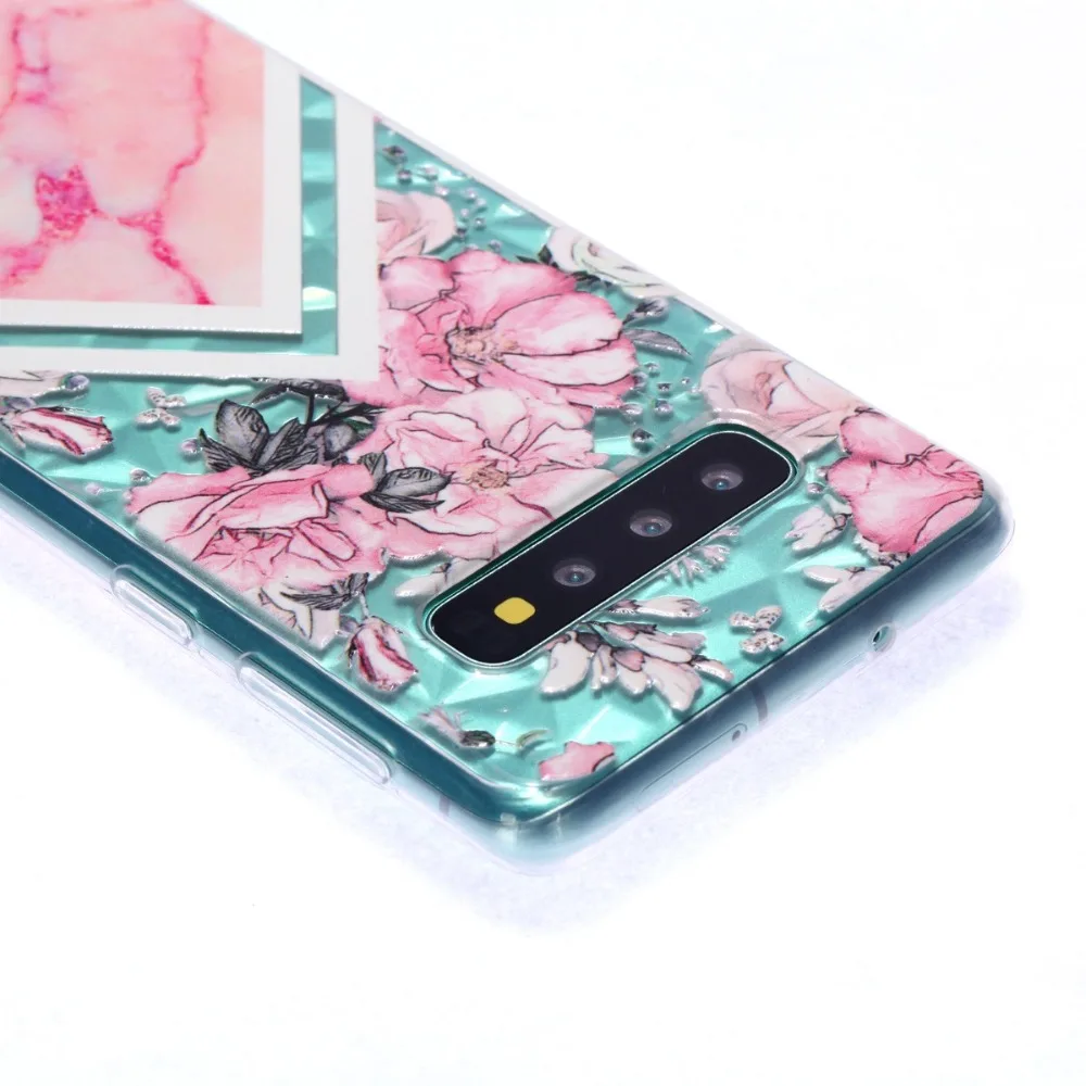Мягкий силиконовый чехол с 3D алмазным дизайном для Samsung Galaxy S10 Plus S10e + прозрачные