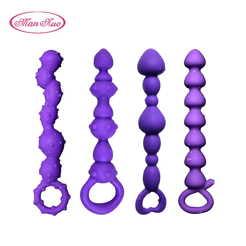 

Man Nuo Silicone Anal Plug Sex Toys for Men Anal Beads Butt Plug Prostate Massage Purple Tail Butt Plug Erotik gay Anal Toys R4