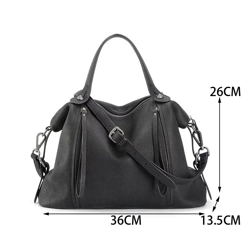 

EUMOAN Leather soft lychee tattoo head layer cowhide commuter women's bag business retro slant handbag