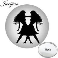 jweijiao 12 zodiac horoscope gemini art photo symbol pocket mirror makeup vanity hand travel purse mirror unique gift for women