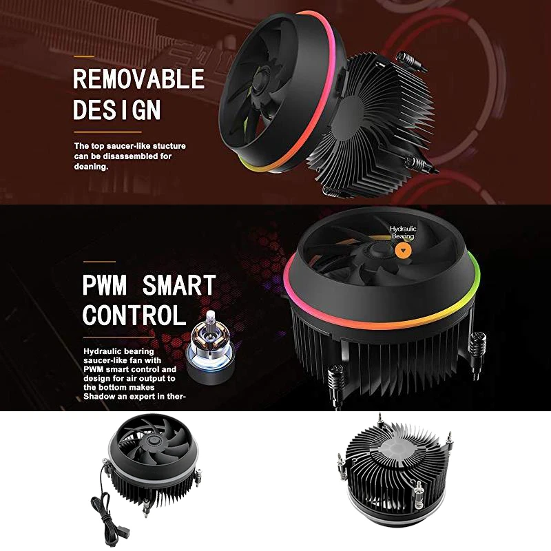 Кулер для процессора darkFlash Shadow 280 Вт ШИМ-светодиод AURA SYNC 3-5 В RGB LGA 1151/1155/1156/Intel i7/i5/i3 -