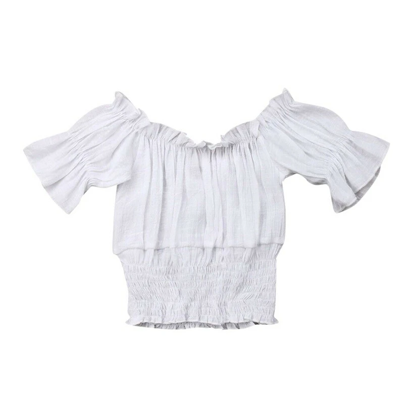 Летняя блуза с разрезами на плечах для девочек Детская рубашка детский костюм