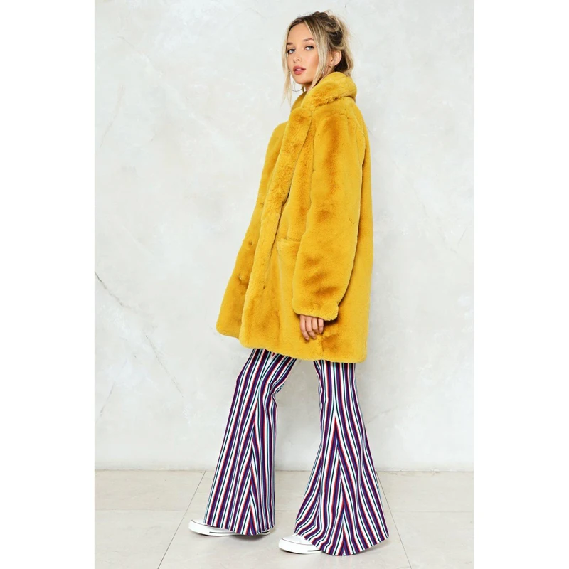 Осенний женский пуховик с искусственным мехом кролика CP Turn Down Collar, модная открытая вязка, повседневная искусственная куртка для женщин, модель CP94.