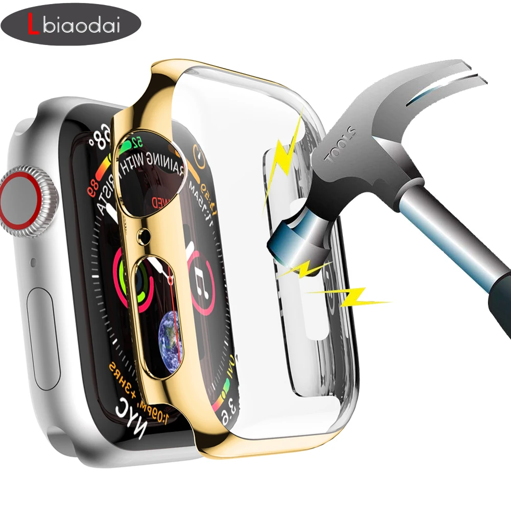 Защитный чехол для Apple Watch 5, 4, 3, iwatch, ремешок 42 мм, 38 мм, 44 мм, 40 мм, бампер, защита экрана, покрытие из поликарбоната, водонепроницаемый корпус