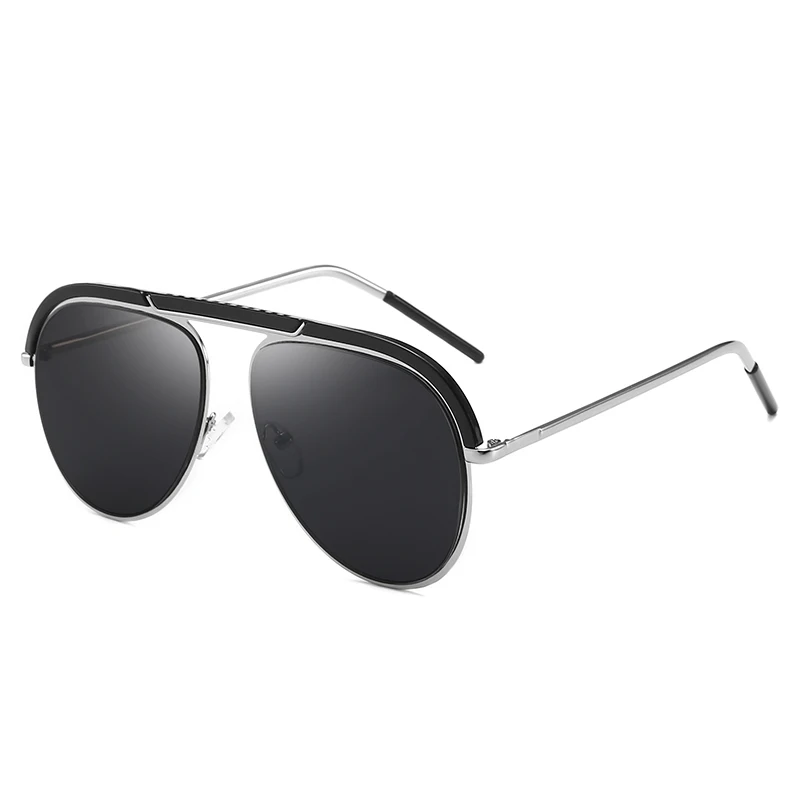 C2 Black Silver leg Солнцезащитные очки пилота большого размера, Модные оттенки для мужчин и женщин, высокое качество, итальянский бренд, дизайн, Ретро стиль, пляжные очки, солнцезащитные очки, UV400 - Цвет линз: C2 Black Silver leg