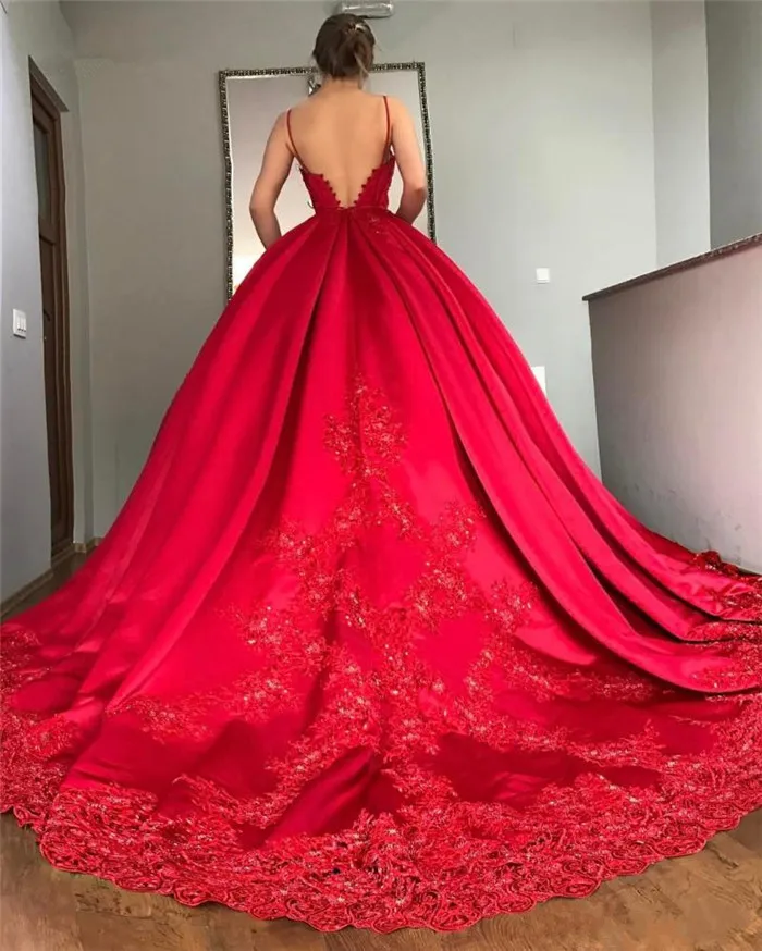 Роскошные красные платья jaevini для Quinceanera бальное платье сексуальные кружевные с V