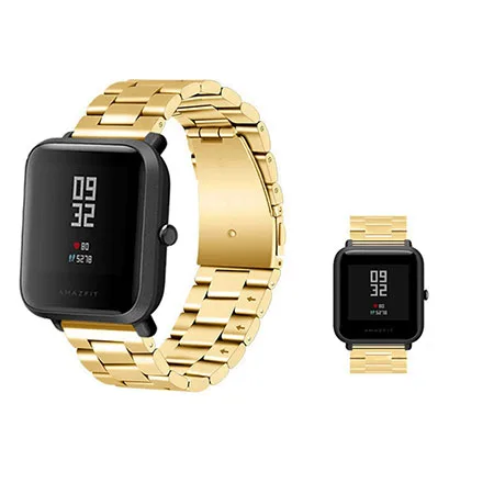Gold 20 мм ремешок для часов из нержавеющей стали для Xiaomi Huami Amazfit Youth Bip Lite Смарт-часы Металлические сменные полосы для Amazfit GTS - Color: Gold