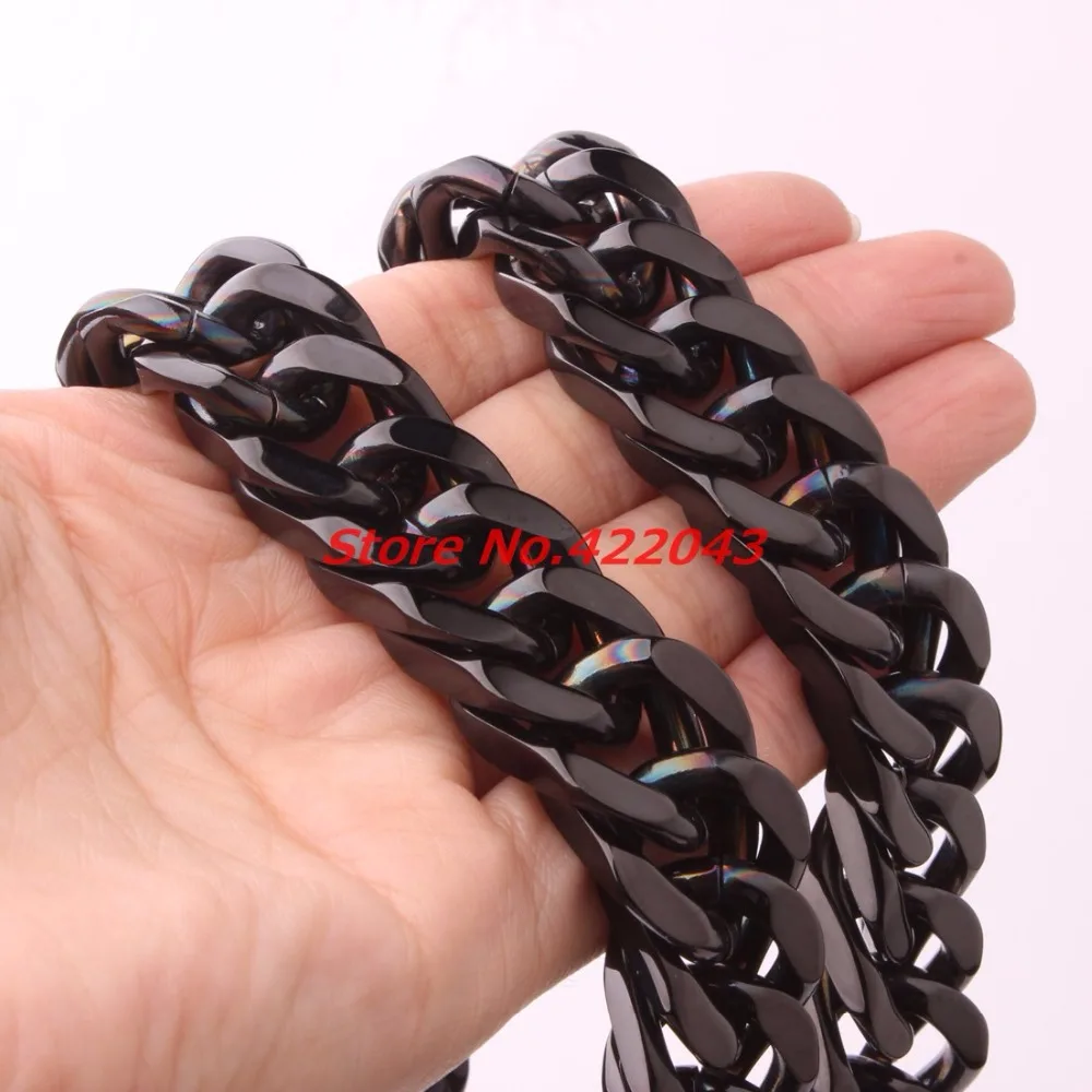 Мужское чёрное ожерелье в стиле панк 6 19 мм кубинская цепочка из нержавеющей