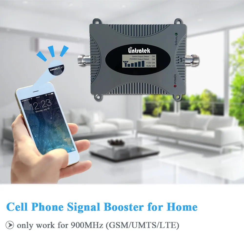 Усилитель сотового сигнала Lintratek GSM 900 МГц с ЖК дисплеем EU/US/AU/UK тип штекера на