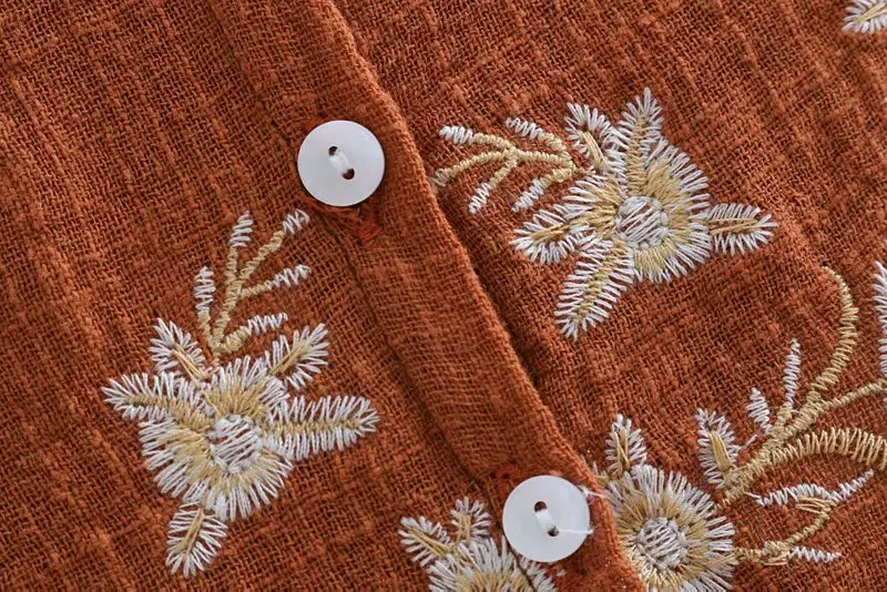 Женская винтажная Свободная блуза с цветочной вышивкой кружевная рубашка