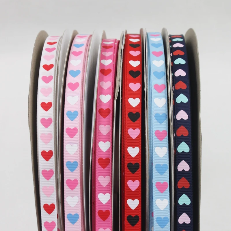 [IuBuFigo] лента с принтом любовного сердца Grosgrain Подарочная печатная для украшения 9