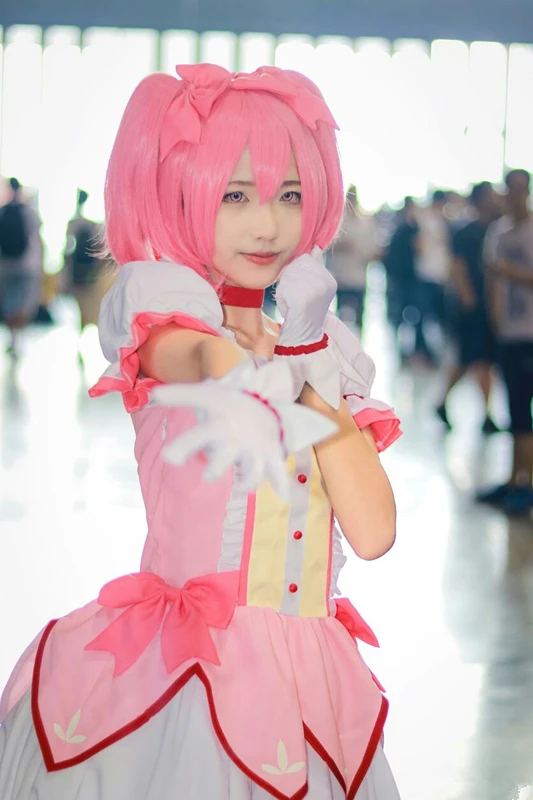 SBluuCosplay Puella Magi Madoka Magica Magical Girl Kaname Madoka Cosplay Costume Short Ball Dress With Bowknots Cosplay Costume