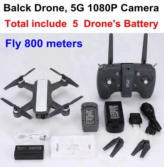 Black Dream Drone 5b C-FLY Дрон CFLY Dream gps RC бесщеточный мотор 5G wifi FPV 800M 1080P HD камера режим следования за мной круг Летающий оптический поток VS f11 - Цвет: Black Dream Drone 5b