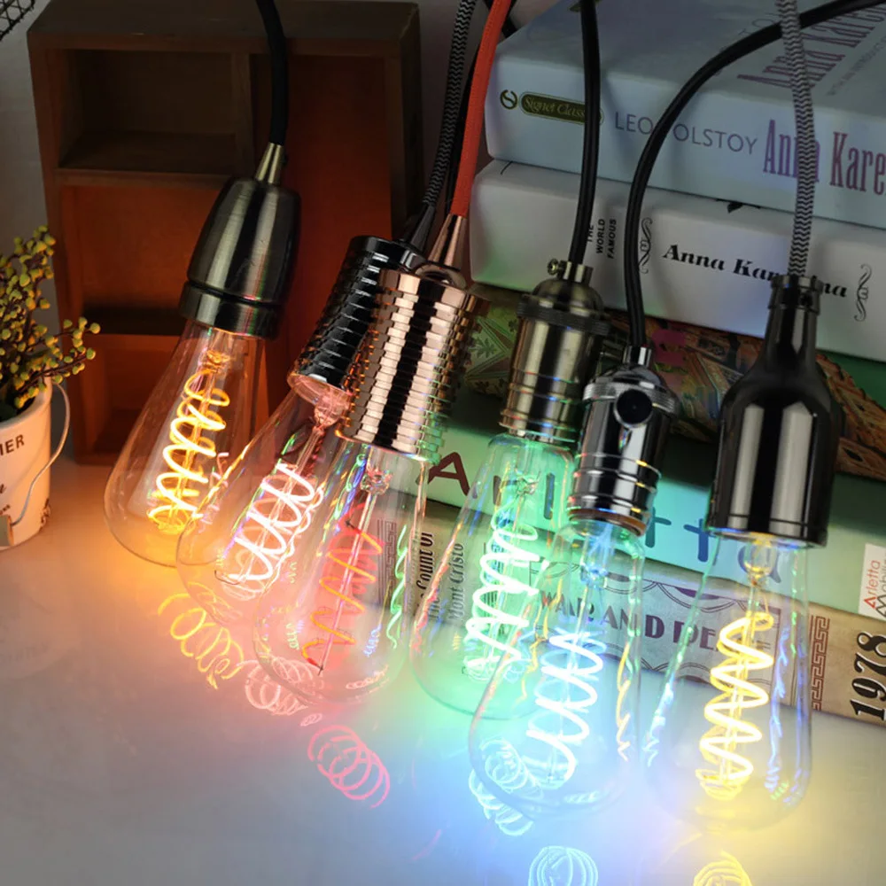 St64 Edison затемнения Светодиодная мягкие нити лампа синий зеленый розовый lemon