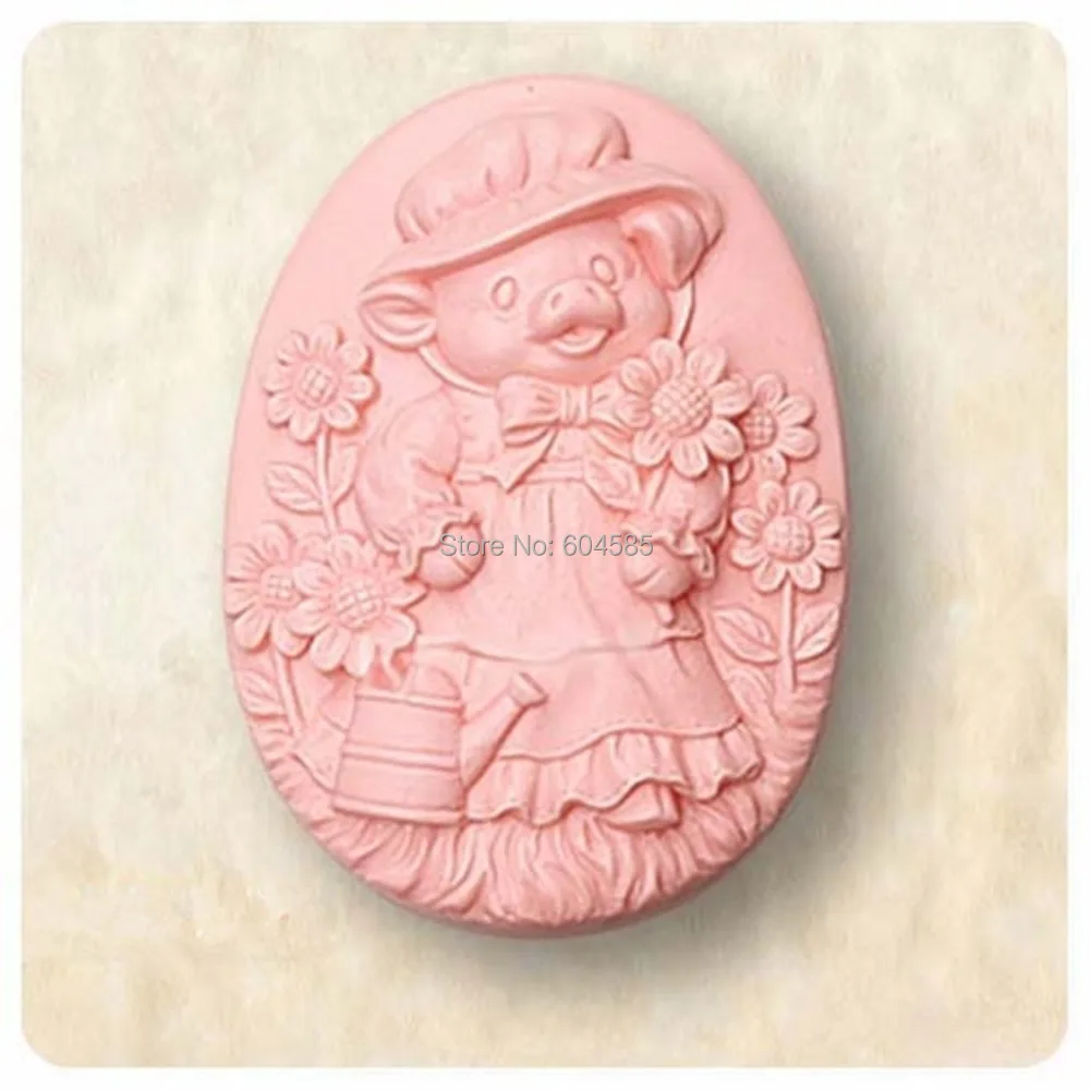 

Cartoon Cute Pig girl 50033 Craft Art Silicone Soap mold Craft Molds DIY Handmade soap molds