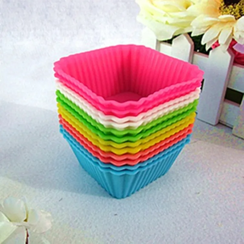 12PCS/SET Square Silicon Cake Baking Molds Jelly Mold Cupcake Pan Muffin Cup | Дом и сад