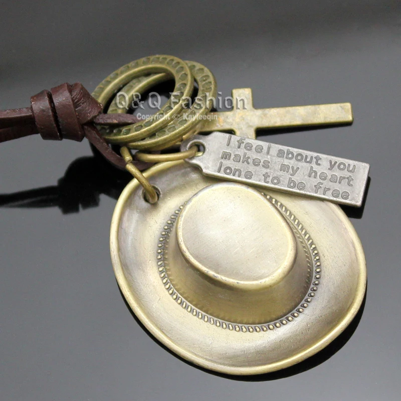 Мужская Ковбойская шляпа Stetson Черное Кожаное западное Родео крест подвеска