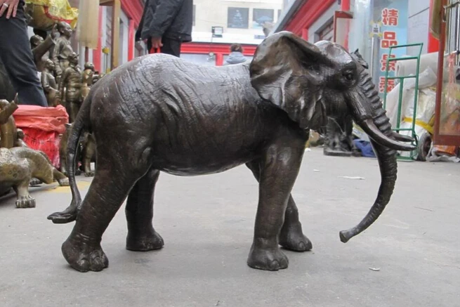 MISS sta.01966 18&quotChinese Art Bronze sculpture African elephant King of forest mammal Statue |