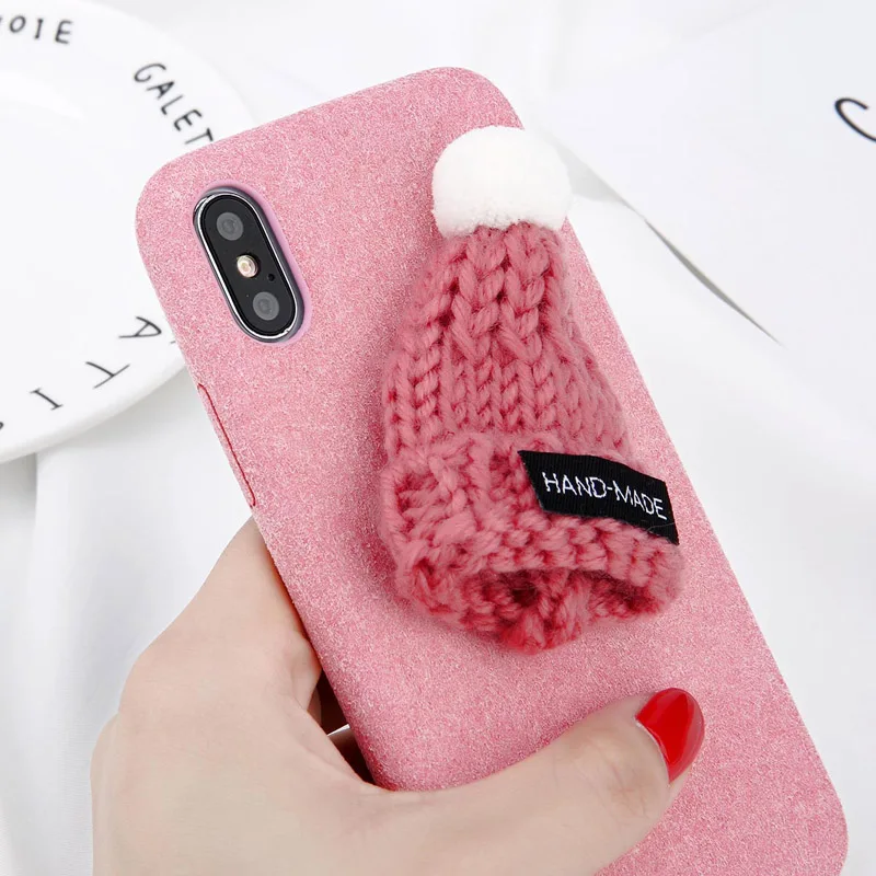 3D Cartoon Christmas Hat Plush Case For iPhone XR X 7 8 Plus 6 6s Phone Cases XS Max Fundas Soft TPU Back Cover |