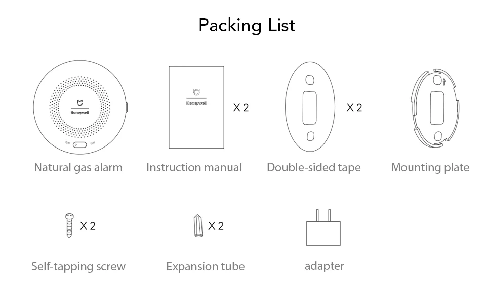 Xiaomi Honeywell детектор газа Zigbee дистанционное управление CH4 Обнаружение мониторинга Потолочные и настенные легко установить работу приложение Mijia