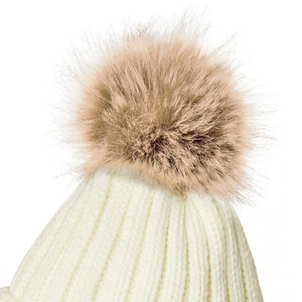 Женская меховая шапка зимняя с помпоном шапки из натурального меха Вязаная