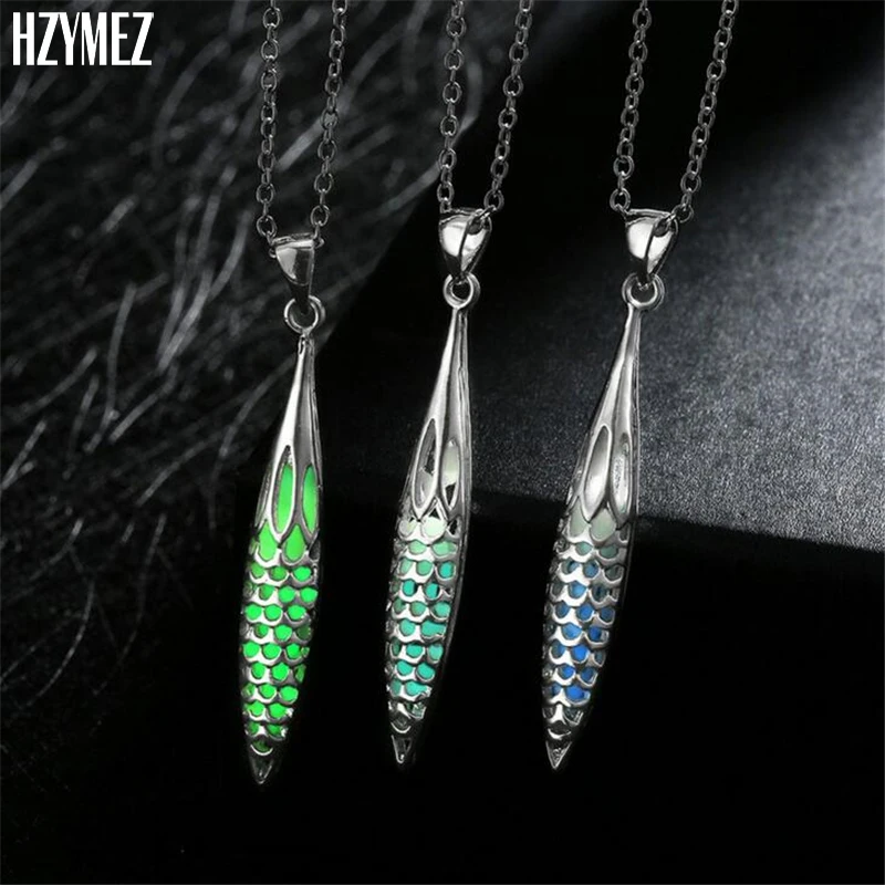 Hzymez Люминесцентная Световой Ожерелья для мужчин с полосой подвеска Цепочки и