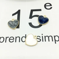 wholesale 20pcslot 1516mm oil drop alloy gold color grey dark blue white heart charms for bracelet necklace diy jewelry making