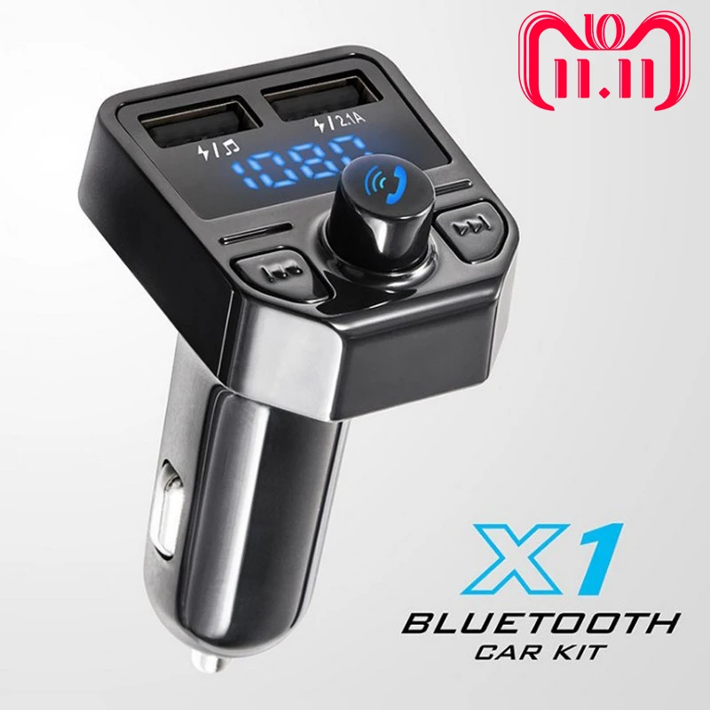 Двойной USB Автомобильное зарядное устройство вольтметр Bluetooth FM передатчик