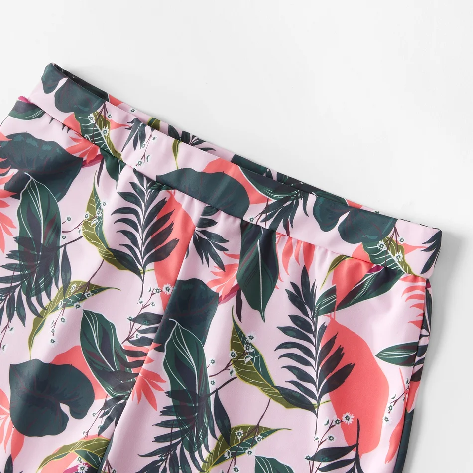 NASHAKAITE/купальник для мамы и дочки; комплект бикини с оборками и принтом в виде листьев; одежда для купания для маленьких мальчиков и девочек; семейный Купальник; пляжные шорты для папы и сына