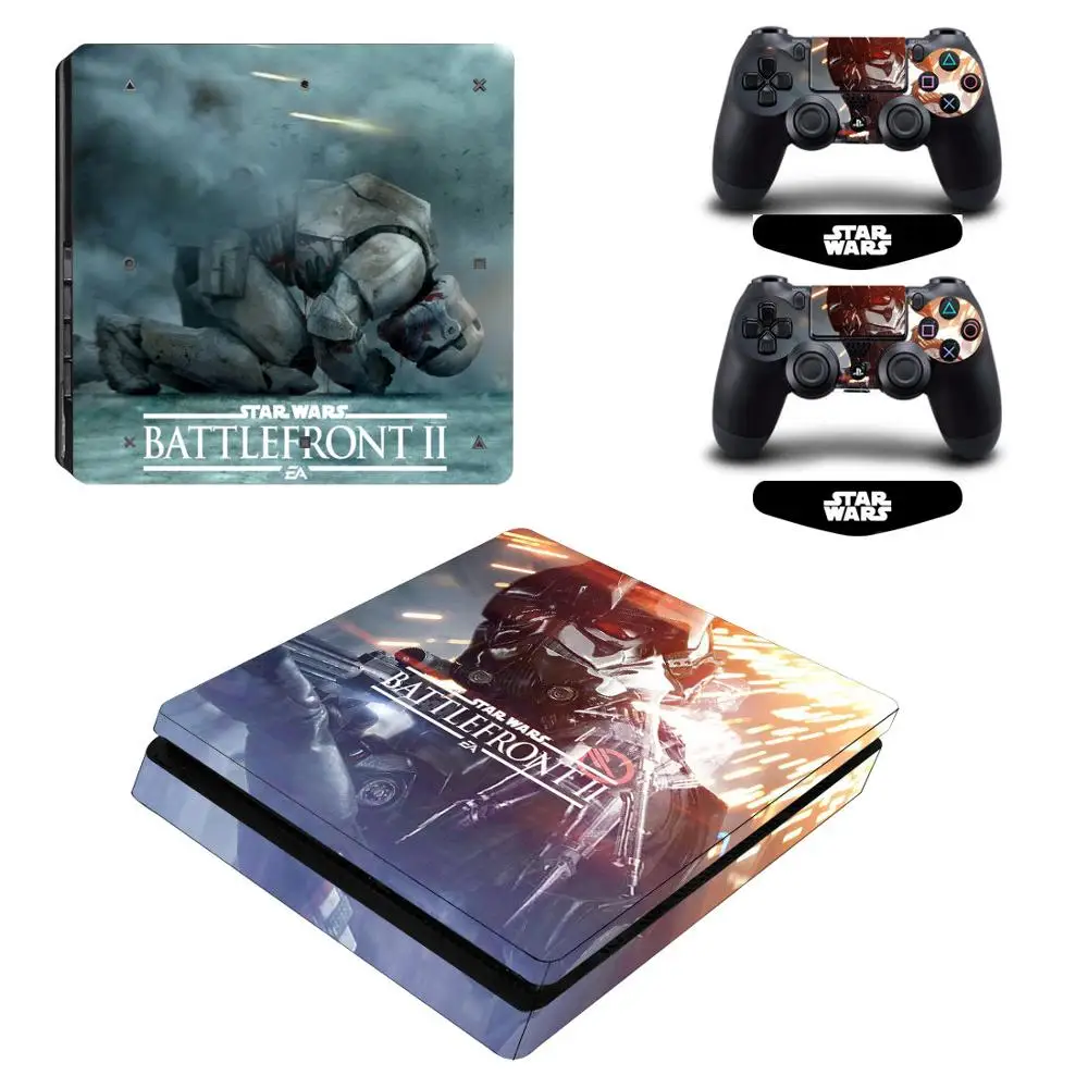 Battlefront II ARRKEO Звездные войны виниловая наклейка PS4 тонкая кожа Наклейка для sony playstation 4 Slim консоль и 2 контроллера как рождественский подарок - Цвет: Battlefront II