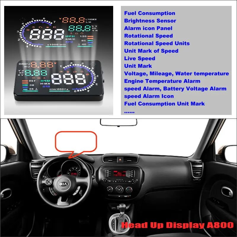 For KIA K3/Forte/Soul 2010-2018 2019 AUTO OBD HUD Car Accessories Head Up Display Saft Driving Screen Projector - Reflecting