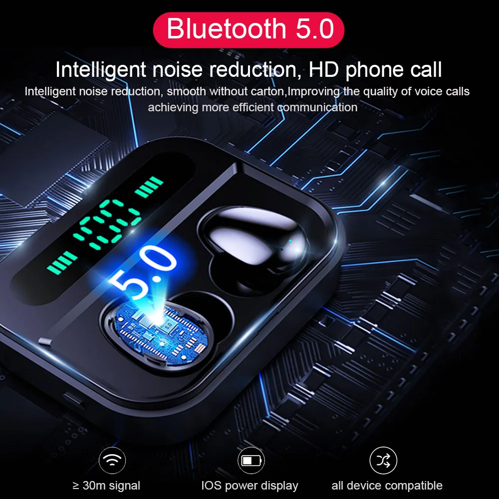 TWS наушники QCR с поддержкой Bluetooth 5 0 и микрофоном 2200 мАч|Наушники гарнитуры| |