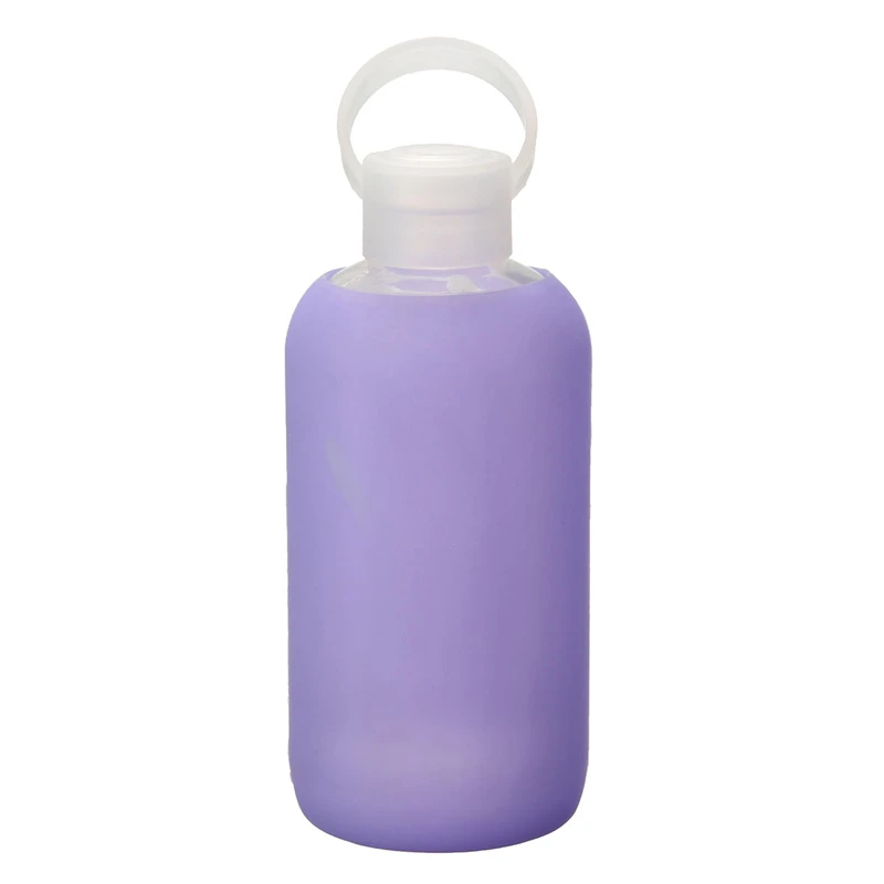 Purple Arshen Новая мода Красочные 500 мл Стекло бутылка для воды Стекло красивый подарок Для женщин Бутылки для воды с защитный силиконовый чехол тур - Цвет: Purple