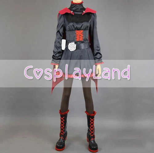 RWBY Season 1 Red Trailer Ruby Rose Black Gothic Dress Anime Cosplay Costume Halloween Party for Women | Тематическая одежда и