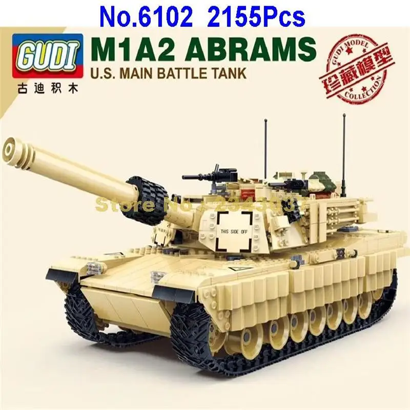 Gudi 6102 2155 шт. военный боевой танк M1a2 Ww2 солдаты Abrams армейская война строительные
