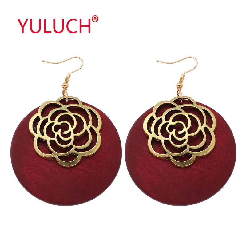 YULUCH 2019 Популярные Деревянные ювелирные изделия Круглые деревянные подвесные