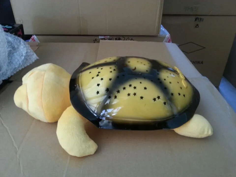 Drop shipping 4 Colors LED big eye Turtle night light+USB Music star projector lamp Star Projector Lamp without original box |