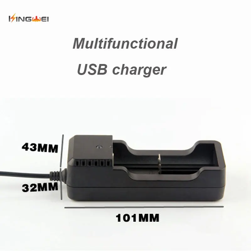 Зарядное устройство KingWei с одним USB портом для литий ионных аккумуляторов 18650 18350