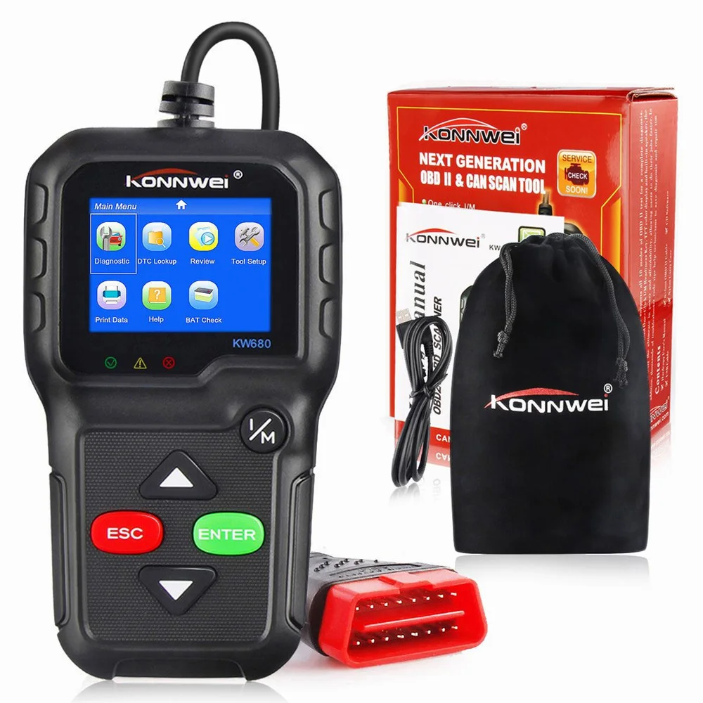 KONNWEI KW680 OBD 2 Автосканер поддерживает многоязычный Автомобильный сканер OBD2