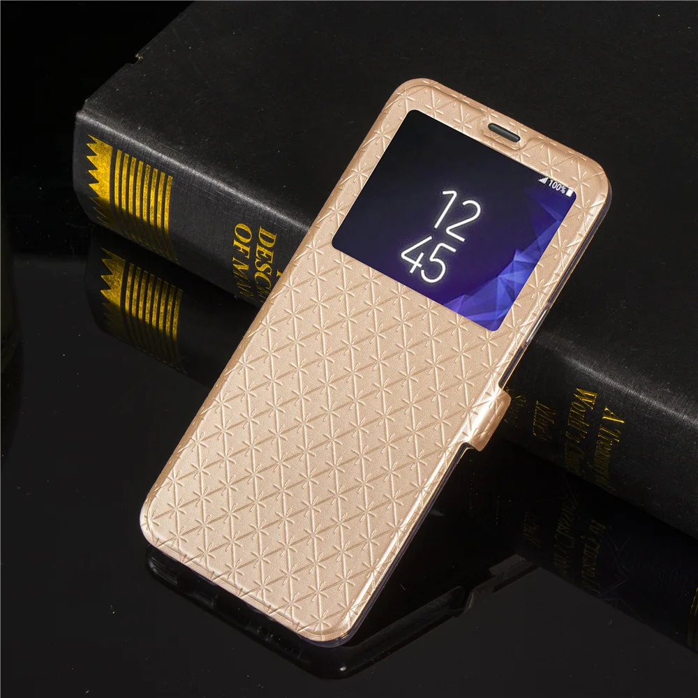 Окно бумажник чехол для Galaxy S9 флип-чехол из искусственной кожи защитный чехол крышка тонкий в виде книжки с подставкой с рисунком чехол для samsung Galaxy S9 плюс Чехол без искажения
