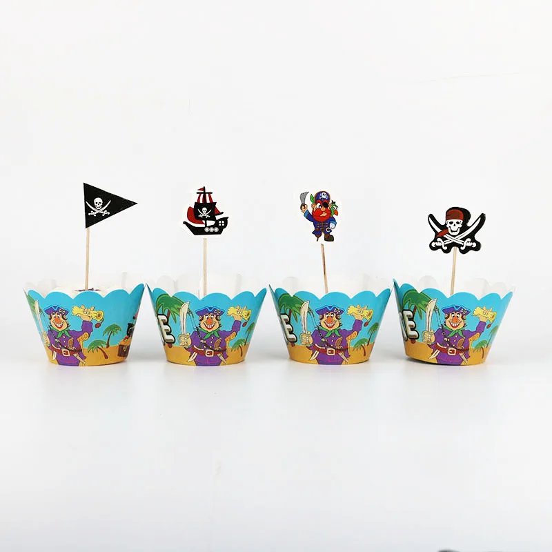 24 шт. пиратский вечерние торт Декор (12 пирожного + 12pcs Топпер) Baby Shower День рождения