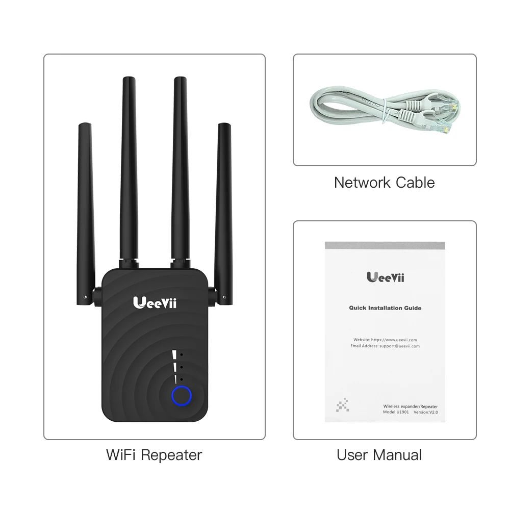 1200 Мбит/с U1901 беспроводной WiFi расширитель диапазона 2 4/5 ГГц двухдиапазонный