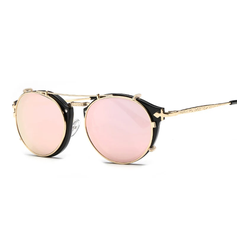 Очки солнцезащитные круглые унисекс в стиле стимпанк|oculos brand|oculos designerflip sun glasses |