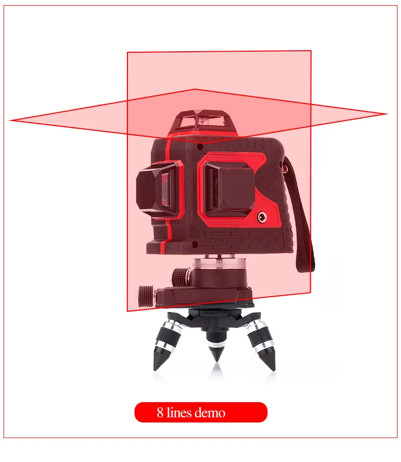 Leter 3d наливной зеленый лазерный уровень 360 градусов 12 линий - Цвет: 8-line red laser
