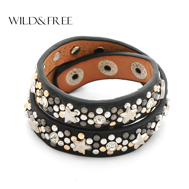 

Hot Unisex Multilayer Leather Bracelets for Women 2 Colors Black Bracelets&Bangles Feminina Punk&Rock infinity Bracelet New